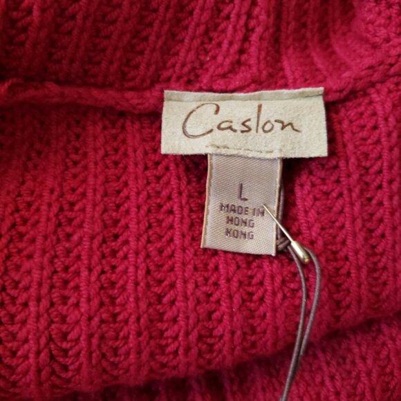 Caslon Dark Red Cable Knit Cardigan, Long, sz L - Picture 6 of 9
